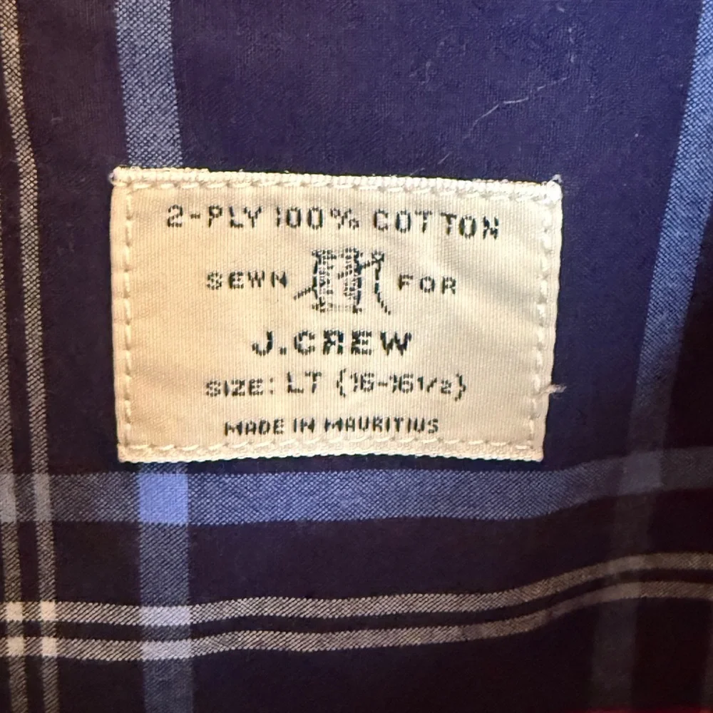 J.Crew Classic Fit Men's Size LT Tall Plaid 100's 2-Ply Cotton L/S Casual Shirt